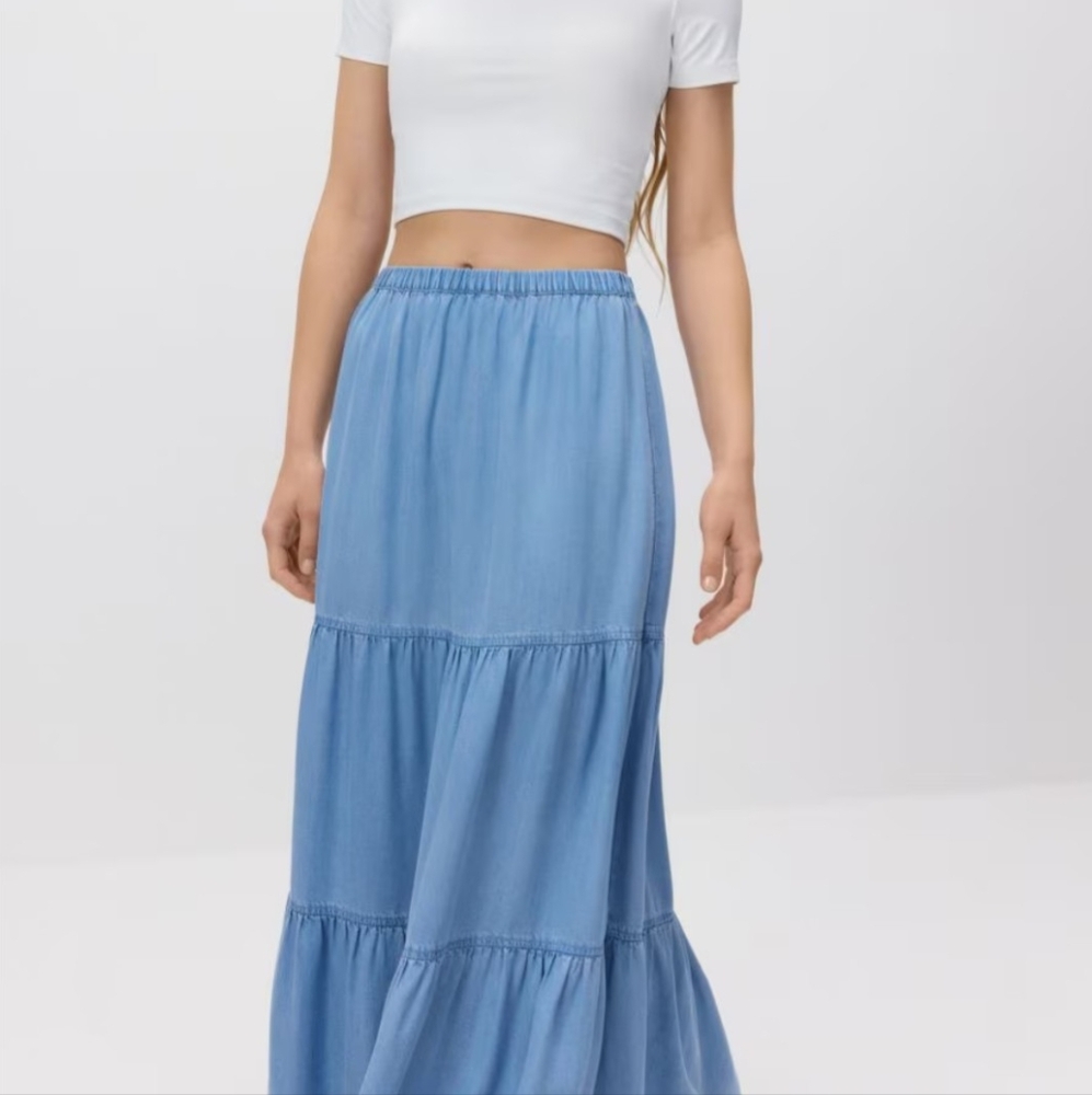 Blue Tiered Women's Skirt XL